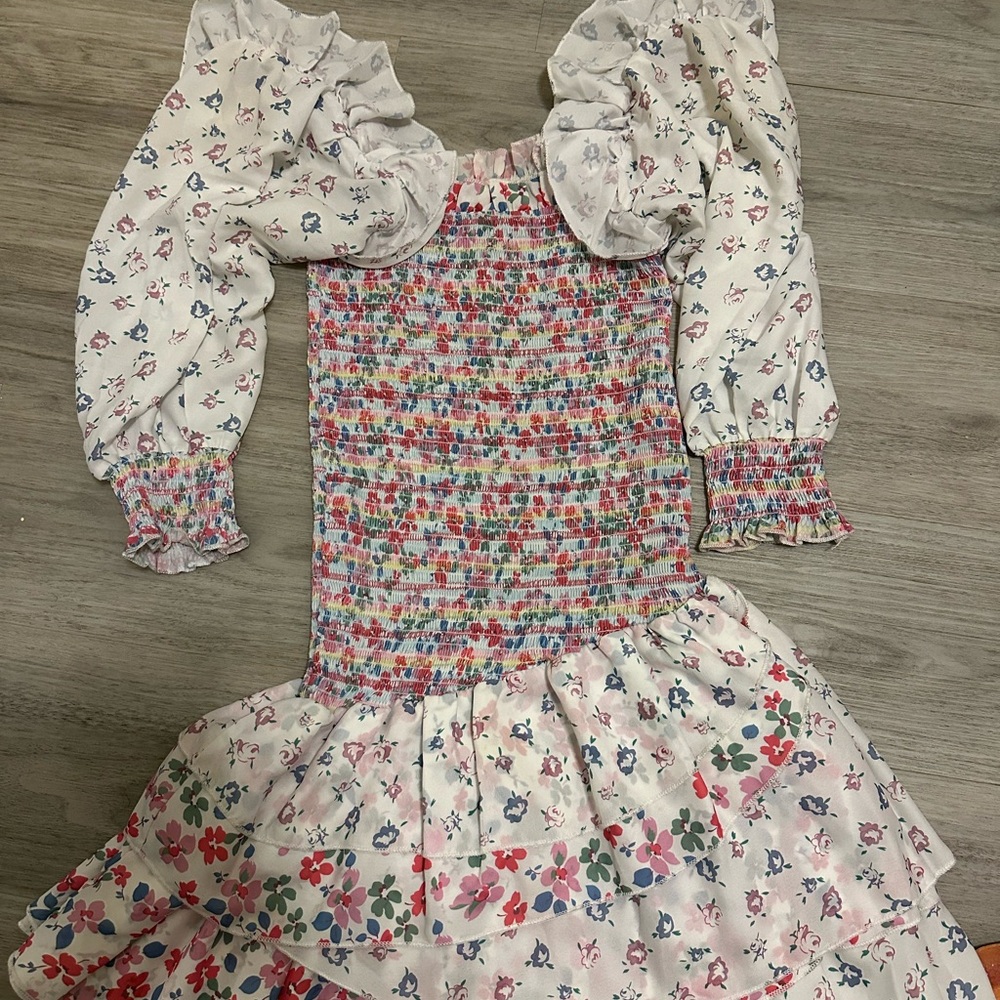 70°F/21°C | Floral Smocked Dress with Puff Sleeves
